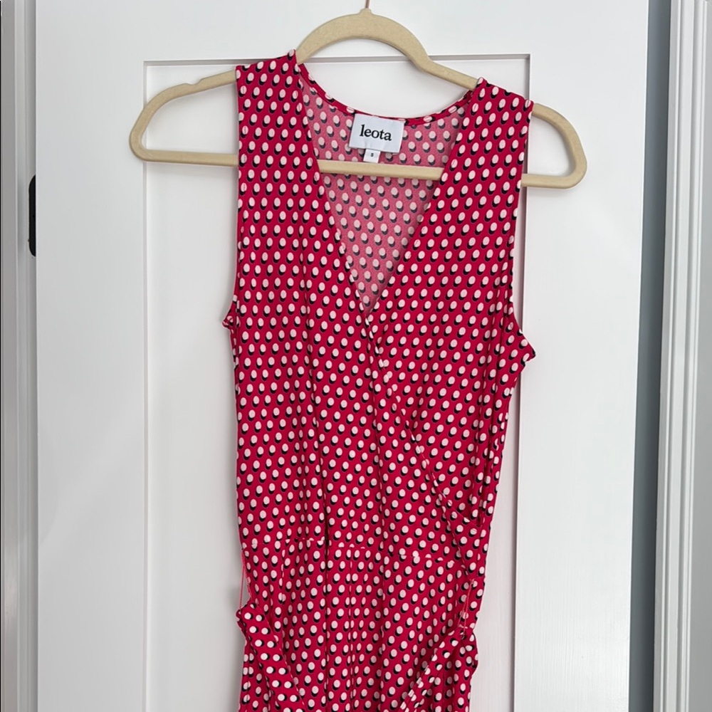 Leota Pink and White Dot Wrap Dress